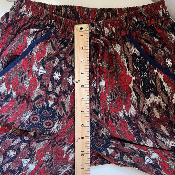 Anthropologie Cartonnier Boho Pants Pull On Ikat Print Red Multi Size XS - Picture 10 of 11